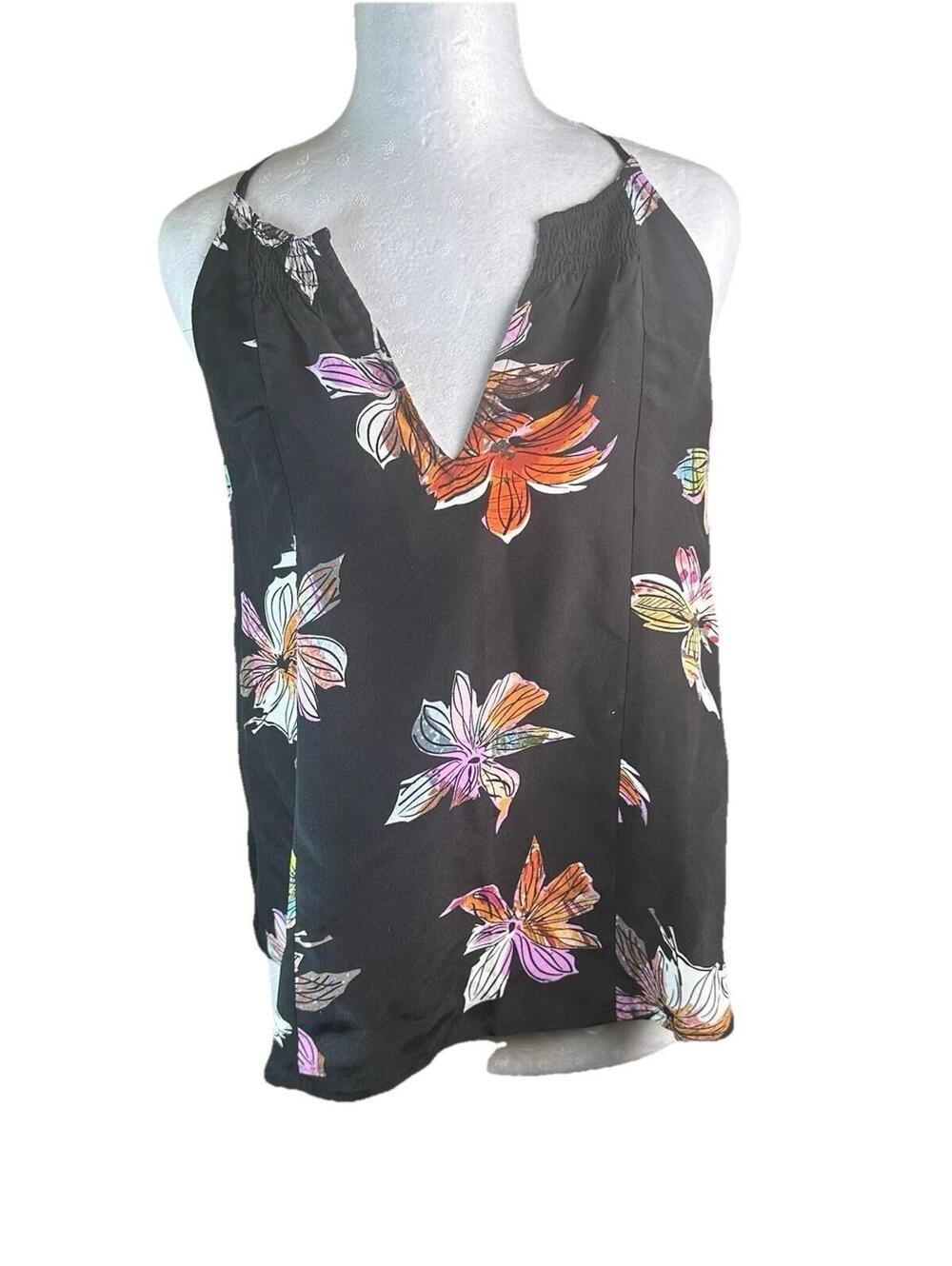 Maeve Anthro Womens Black Floral Lace Camisole Top Silk Black Floral Lace Sz 4p